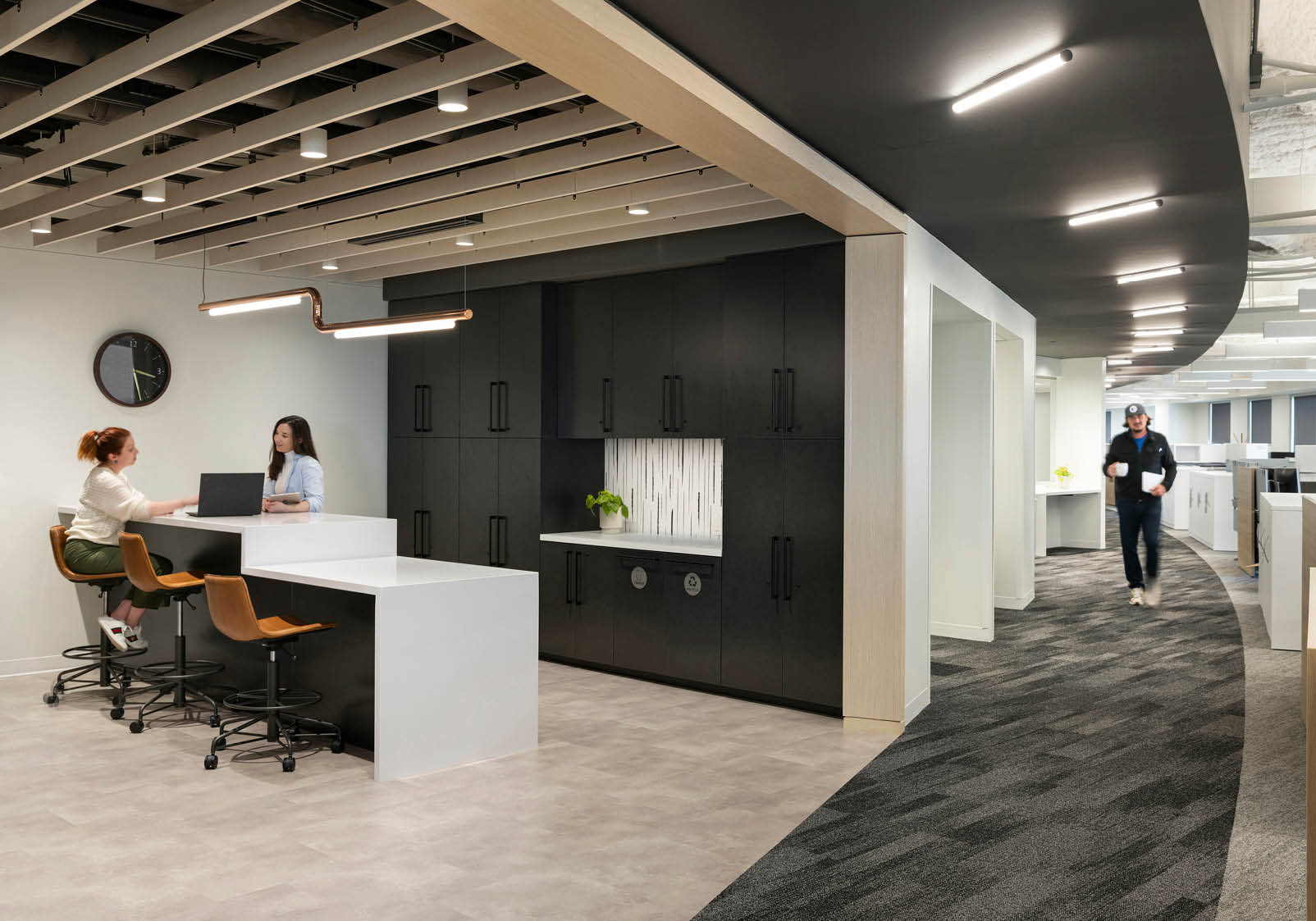 Acoustic ceiling baffles and wall panels for Omaha office