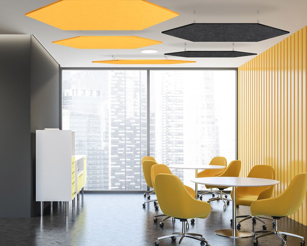 Hexagon Ceiling Clouds | Popcorn, Charcoal | Premier Collection