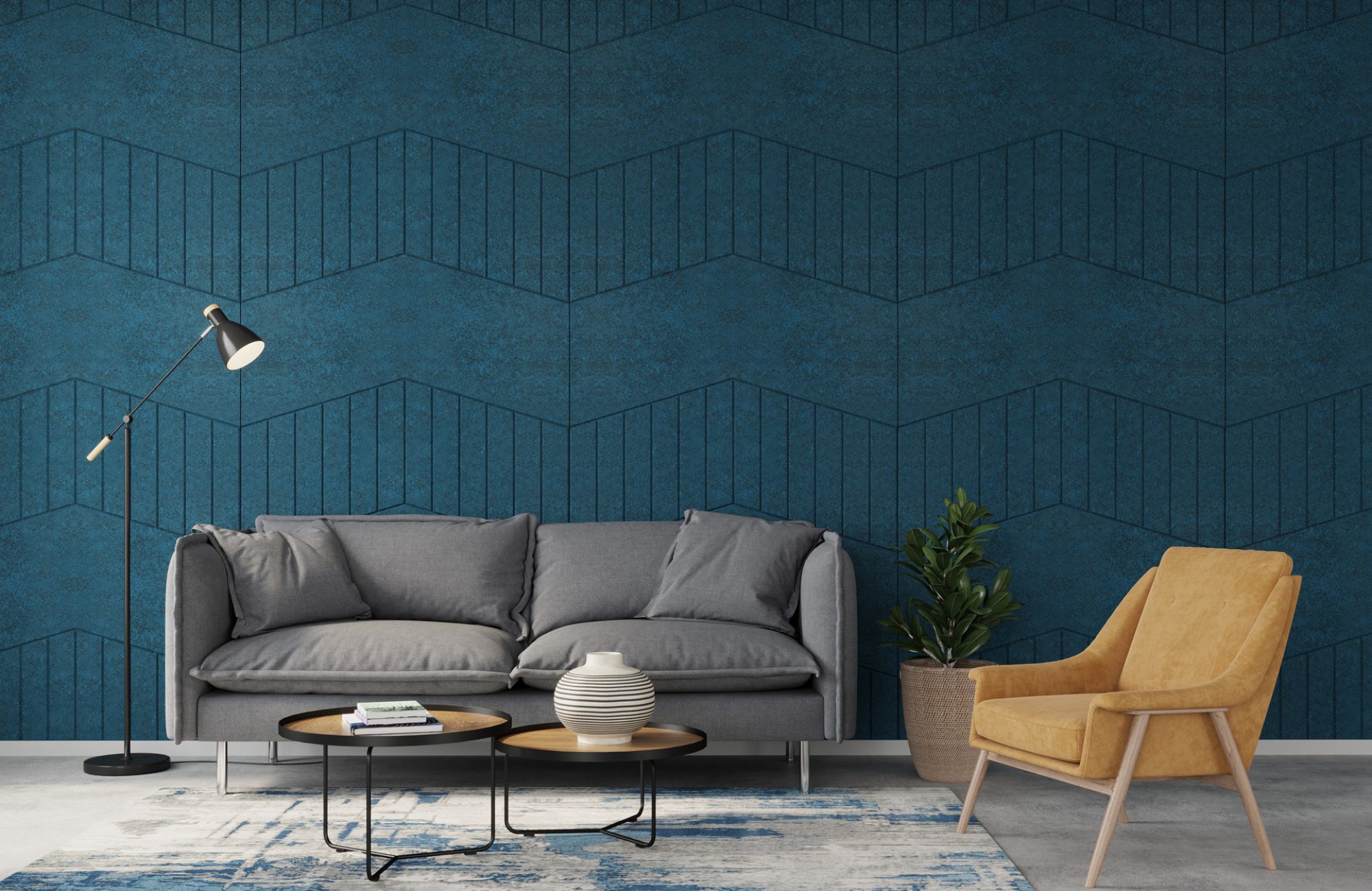 Fracture Wall Panel, Tracks | Denim | Premier Collection