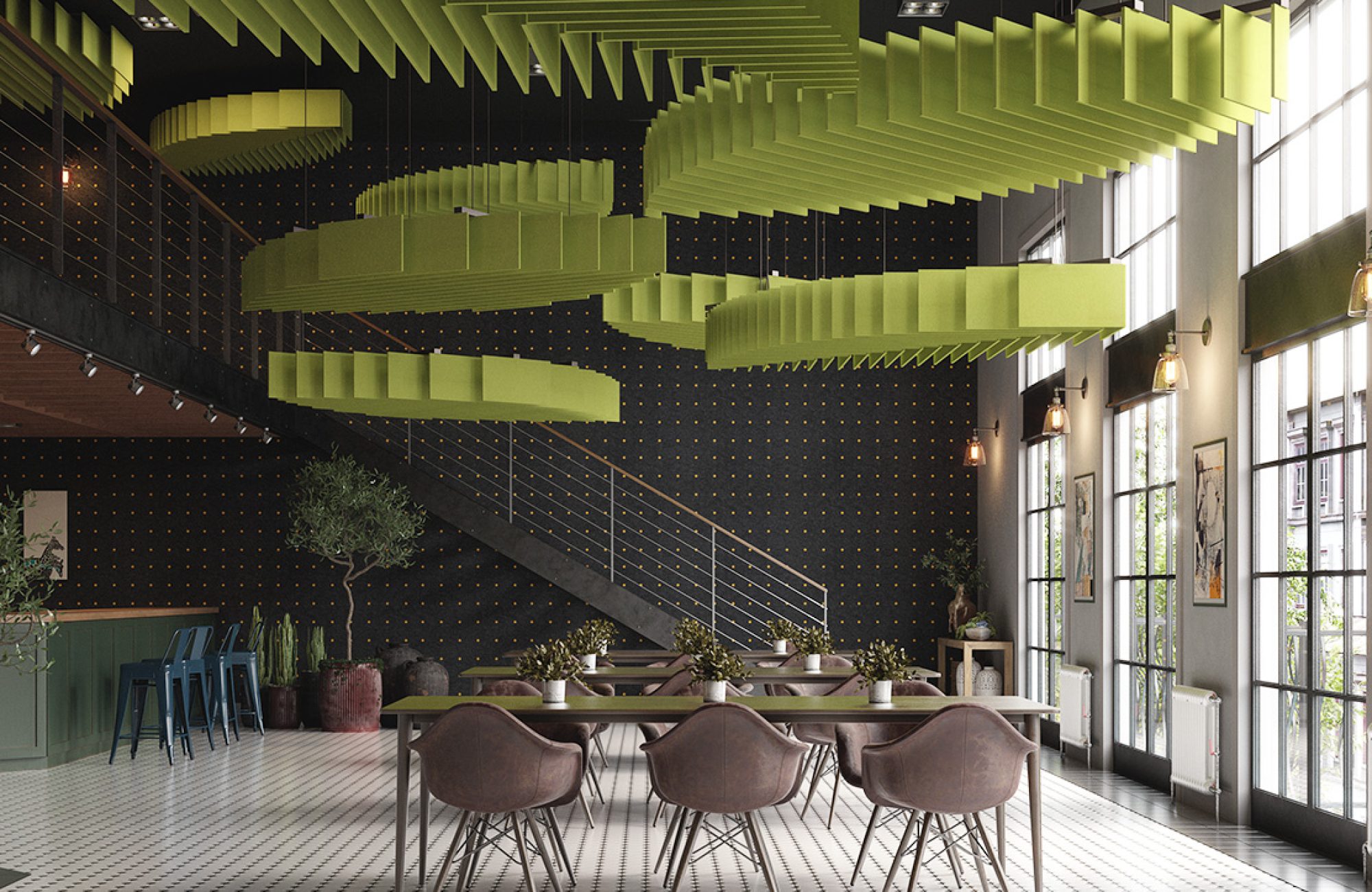 Pixel, Circle Wall Panels | Charcoal, Turmeric | Premier Collection