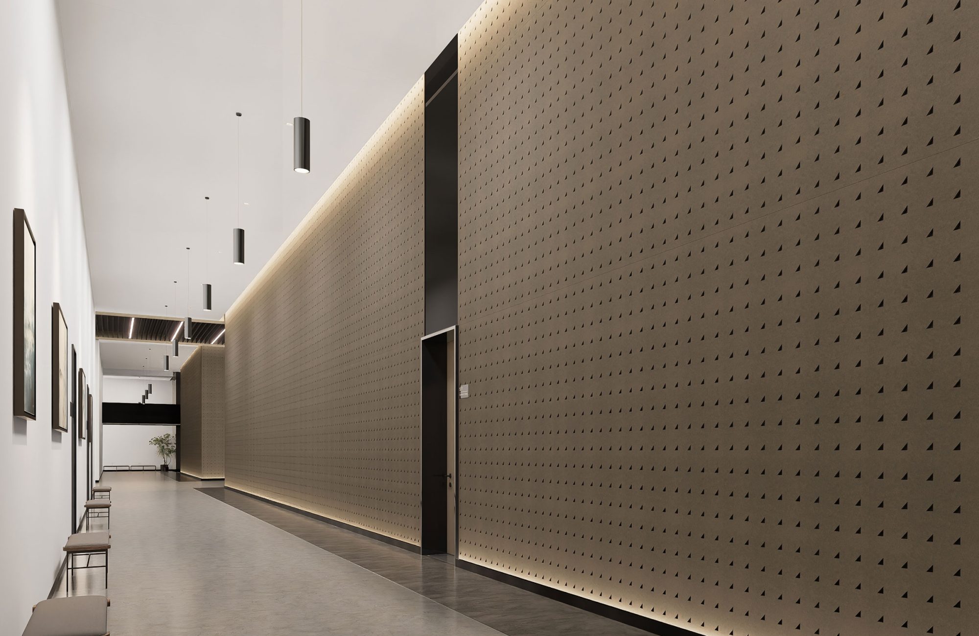 Pixel, Right Triangle Wall Panels | Walnut, Piano Black | Premier Collection