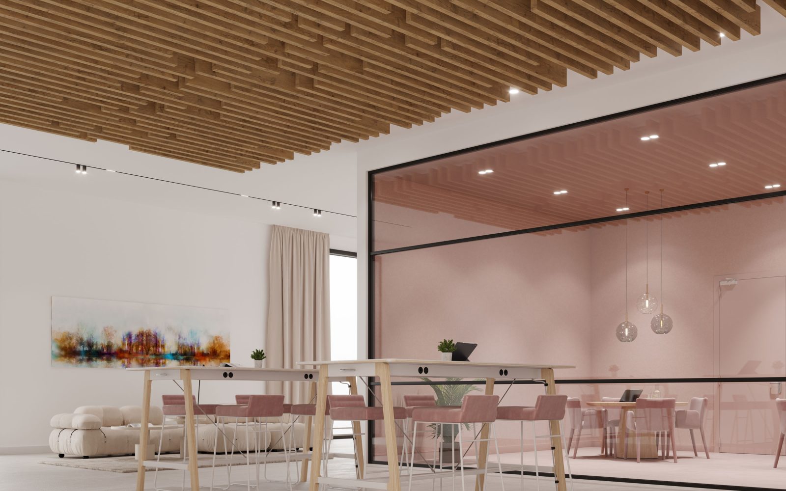 Truss Ceiling Baffles | Wine Barrel | WoodGrain Collection
