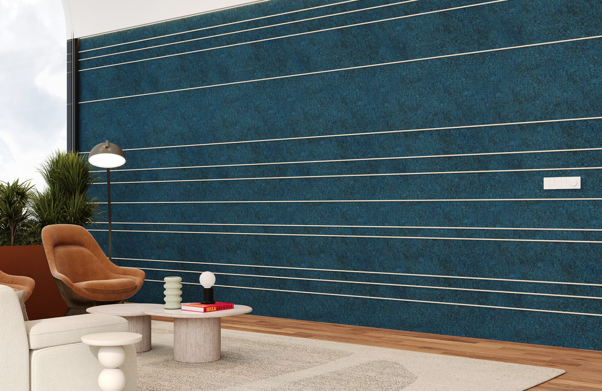 Spine Wall Panels, Panes A | Denim, Pearl | Premier Collection