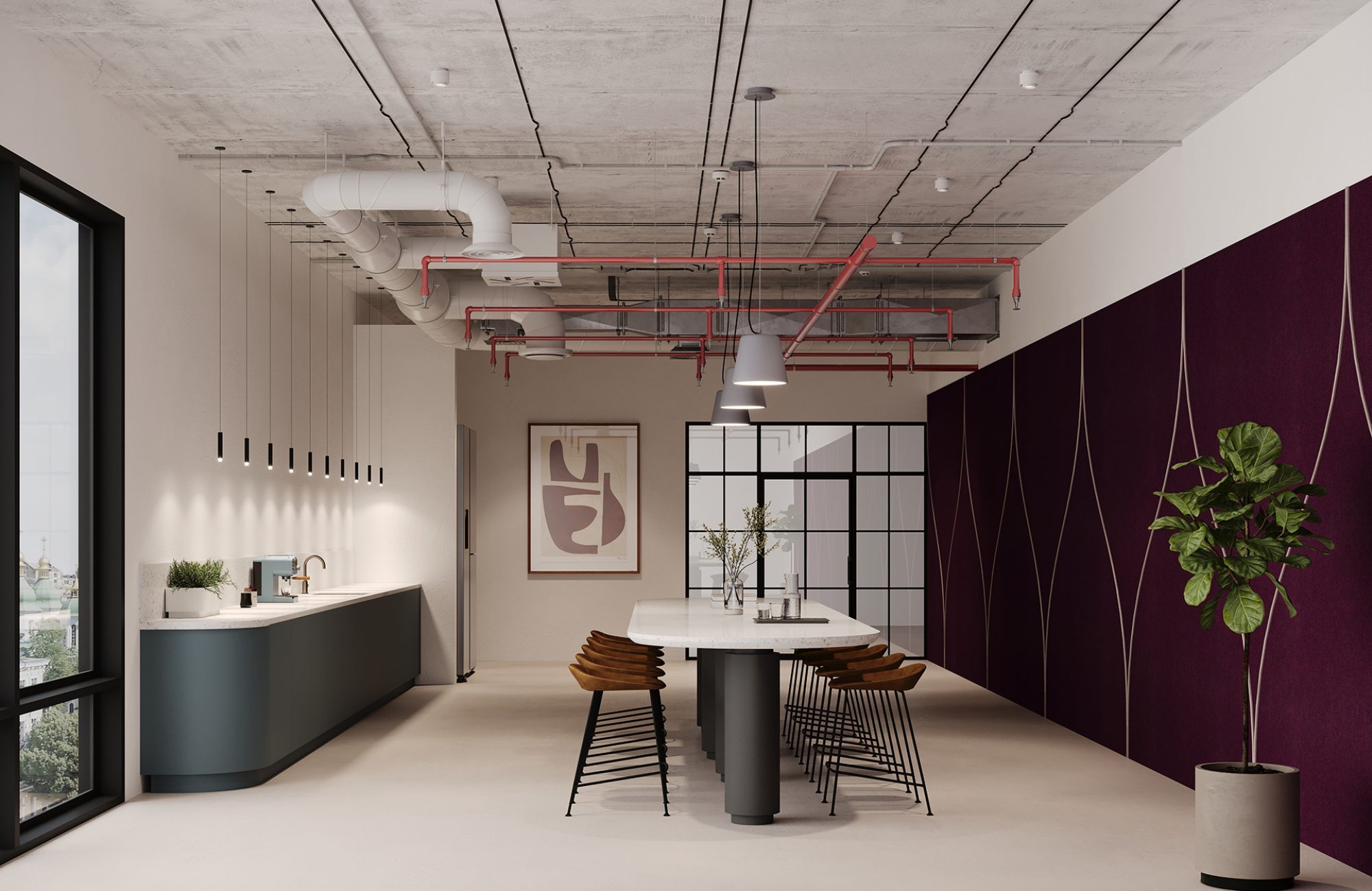 Spine Wall Panels, Tulip B | Shiraz, Amethyst | Premier Collection