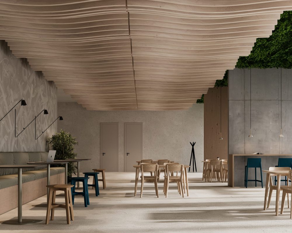 Billow Ceiling Baffles | Wine Barrel | WoodGrain Collection