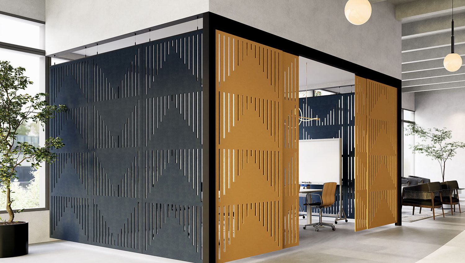 Creative Cut, Pyramid Wall Screens | Turmeric, Granite | Premier Collection