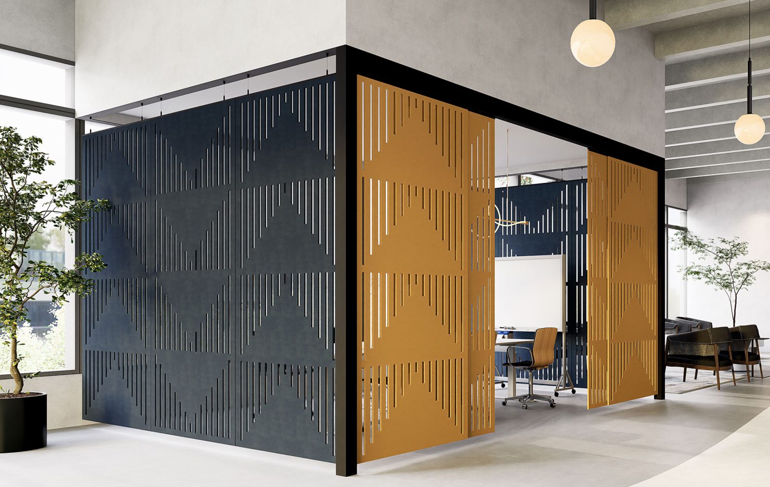 Creative Cut, Pyramid Wall Screens | Turmeric, Granite | Premier Collection