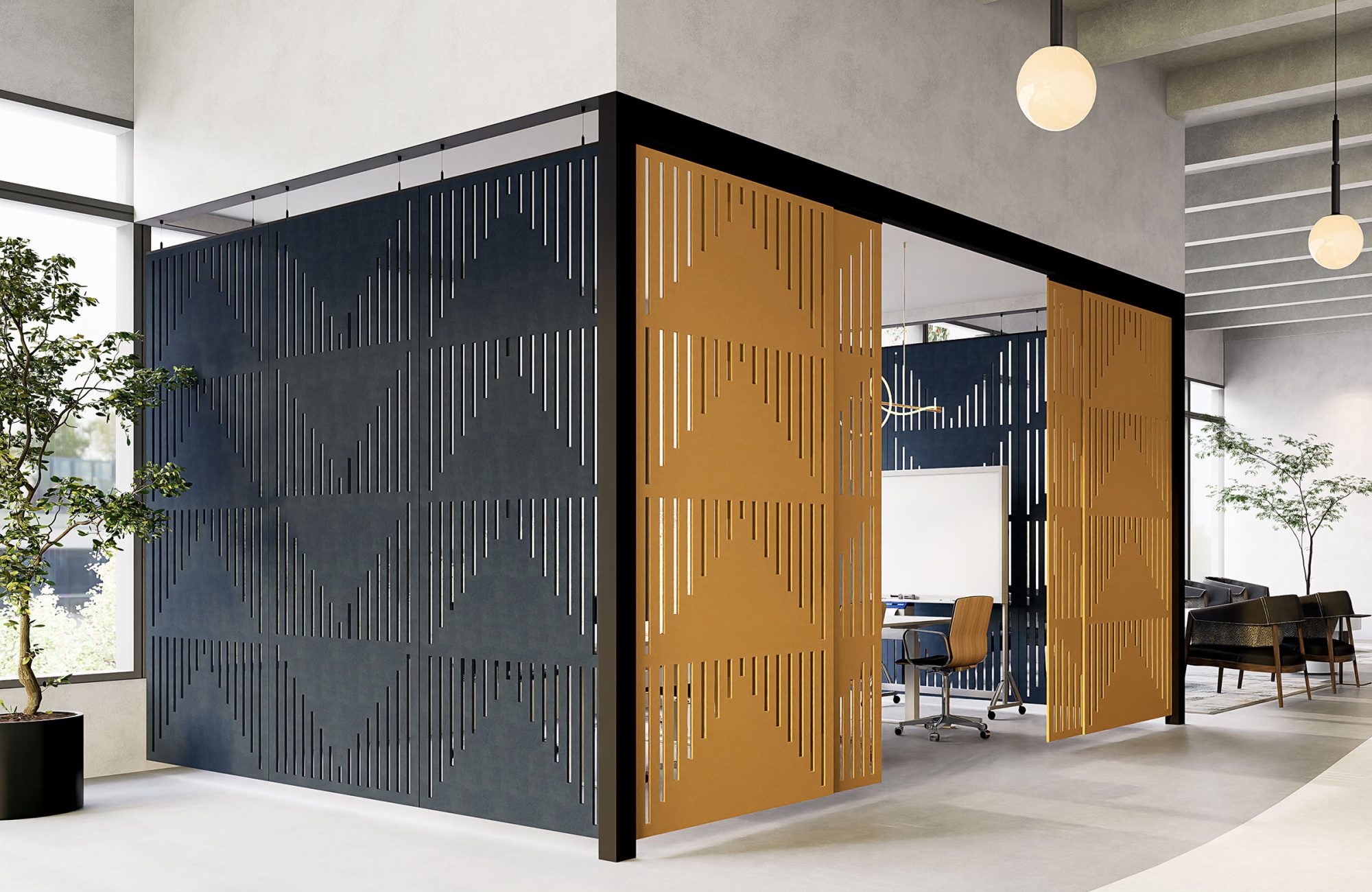 Creative Cut, Pyramid Wall Screens | Turmeric, Granite | Premier Collection