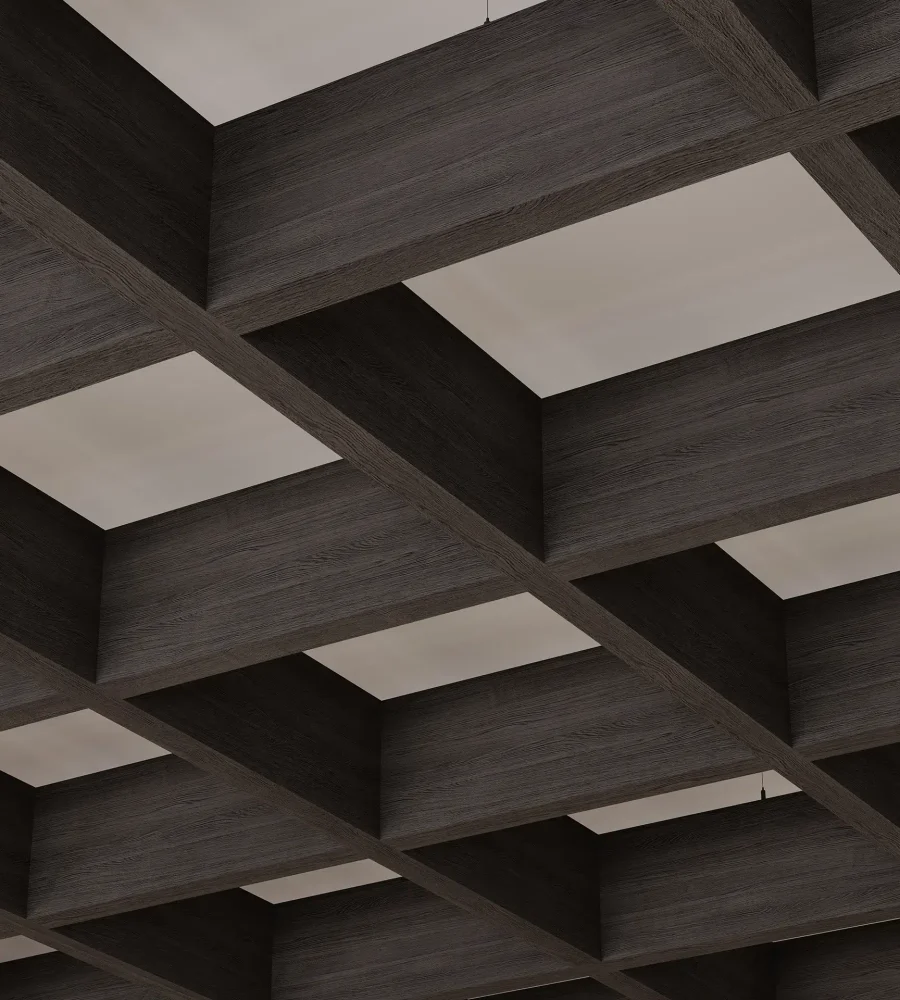 Framework Open Ceiling Grids | Charred Larch | WoodGrain Collection