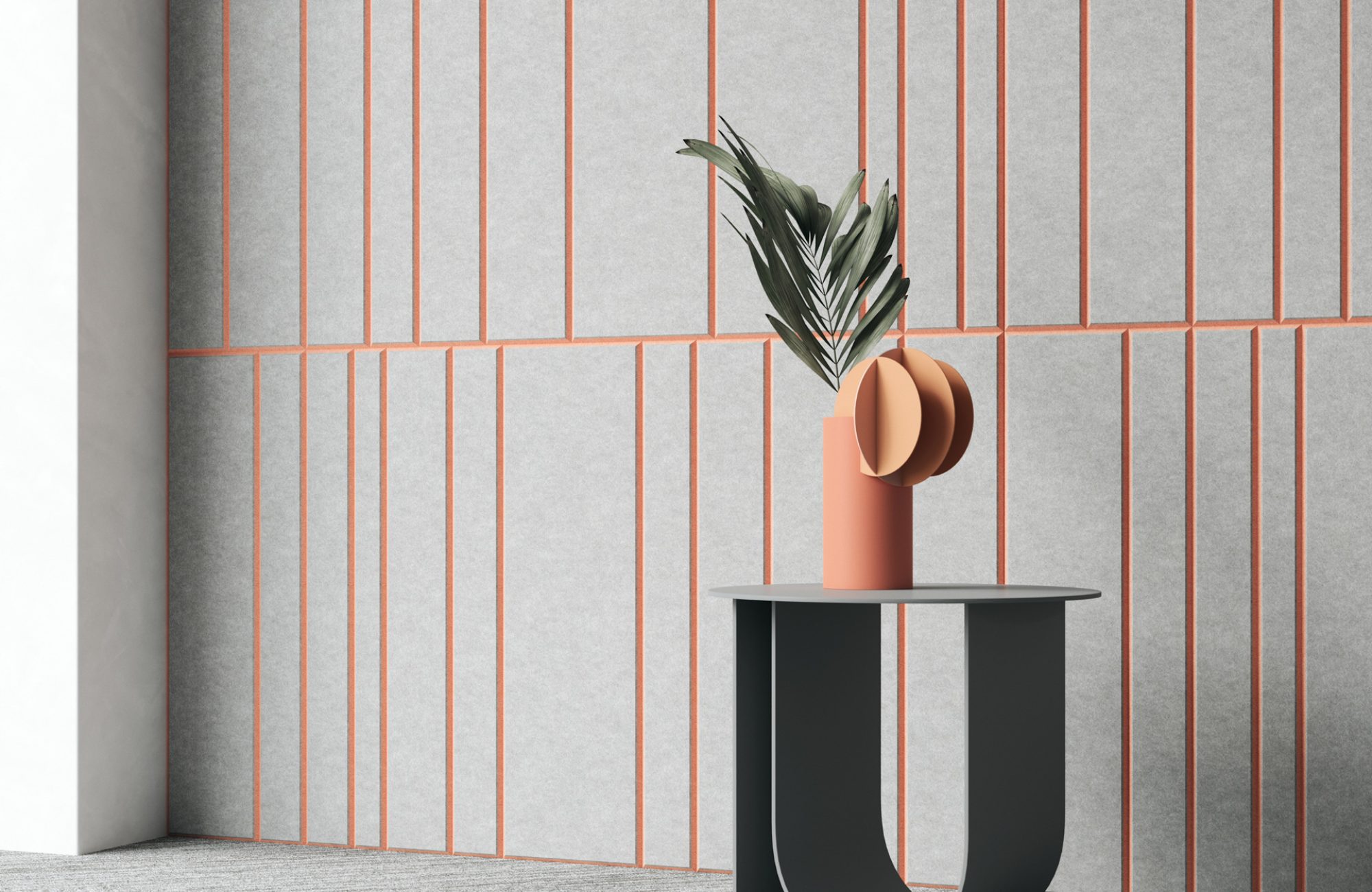 Fracture Two-Tone Wall Panel, Barcode | Metal, Flamingo | Premier Collection