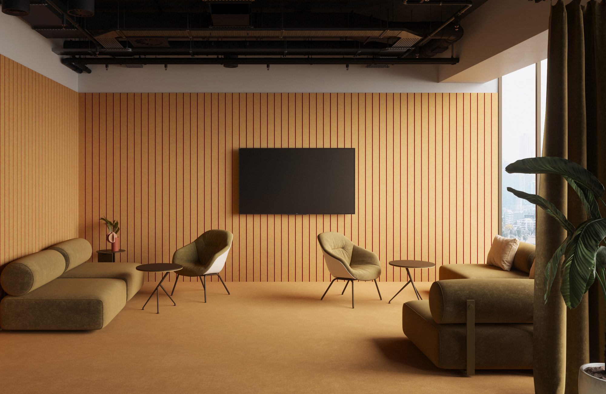 Fracture Two-Tone Wall Panel, Fineline | Turmeric, Currant | Premier Collection
