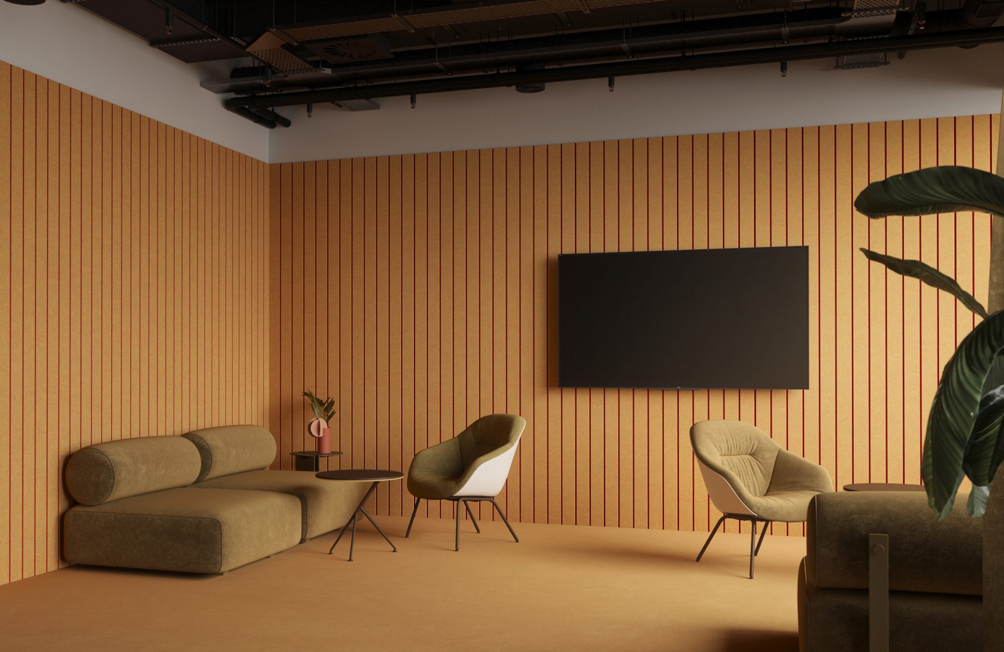 Fracture Two-Tone Wall Panel, Fineline | Turmeric, Currant | Premier Collection